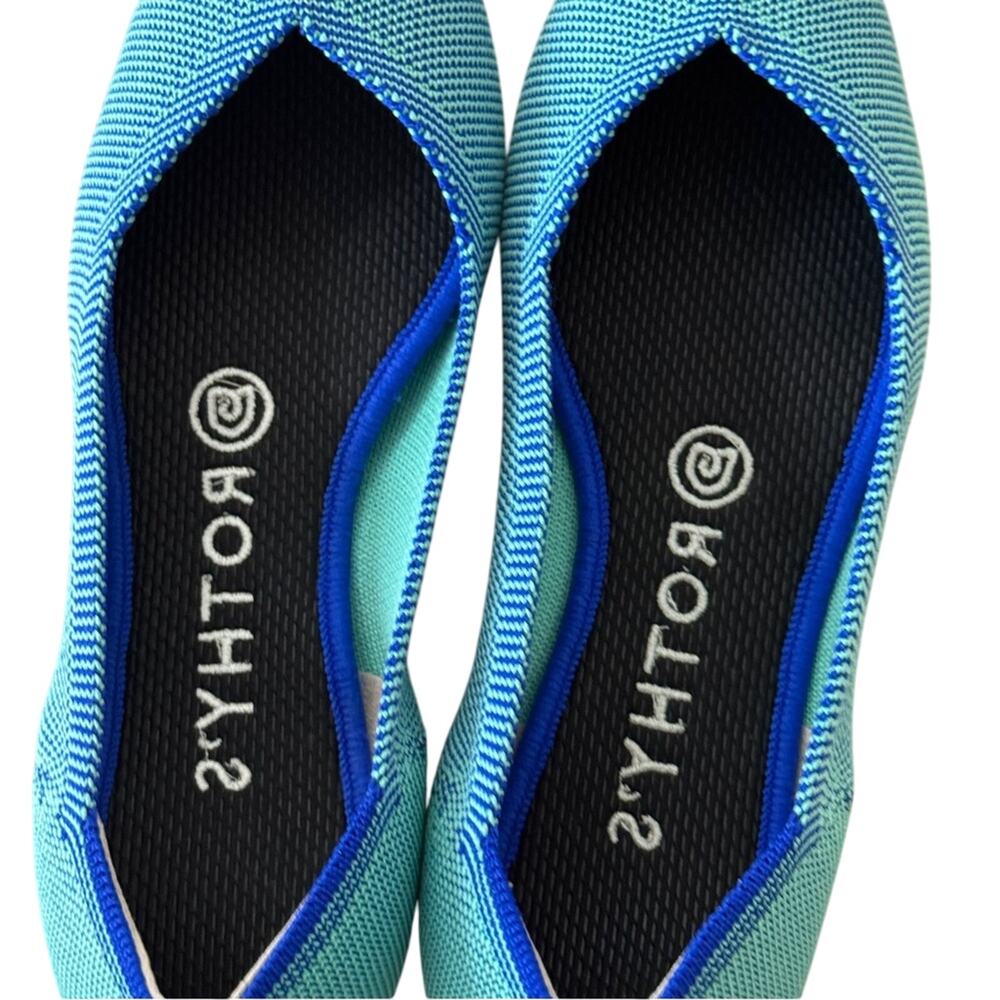 Rothy's The Point Aquamarine Blue Washable Knit Ballet Retired Flats Rare Size 7 - Picture 6 of 8